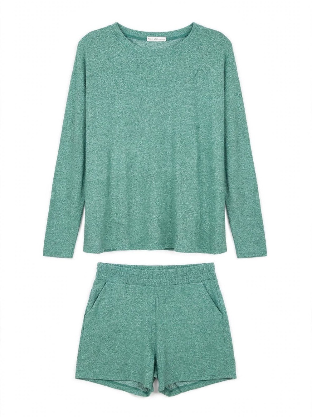 Zenana Outfitters Teal Crewneck Top and Matching Shorts Set